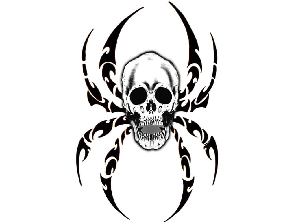 Creative Tribal Skull Spider Tattoo Design