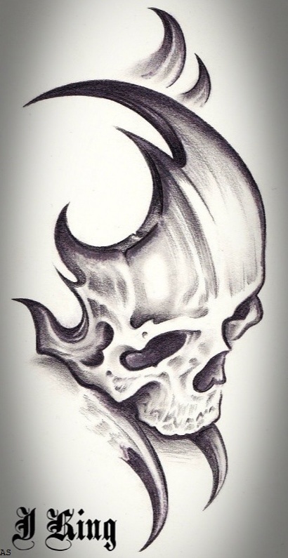 Creative Tribal Skull Tattoo Design