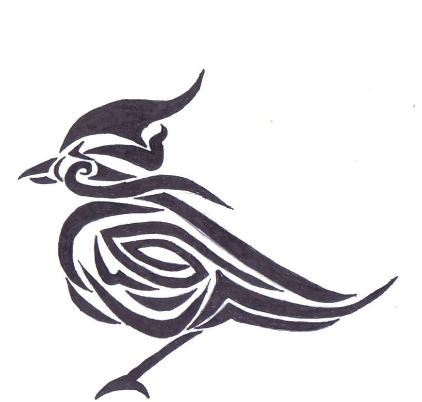 Cute And Small Tribal Bird Tattoo Design