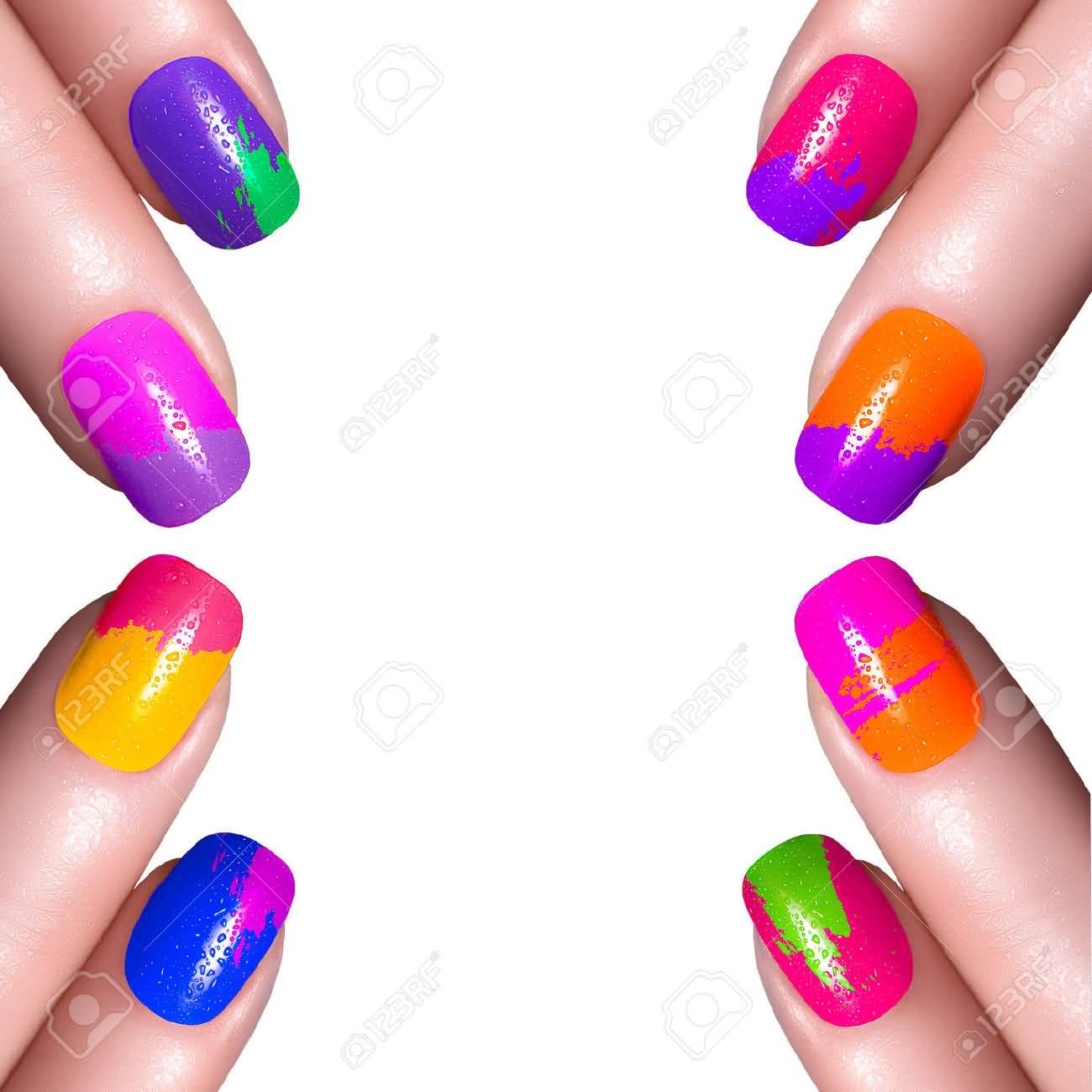 Cute Neon Multicolor Nail Art Design Idea For Girls