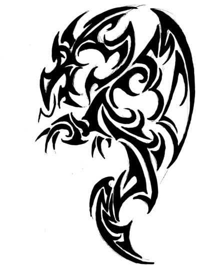 Different Tribal Dragon Tattoo Design By Patrike