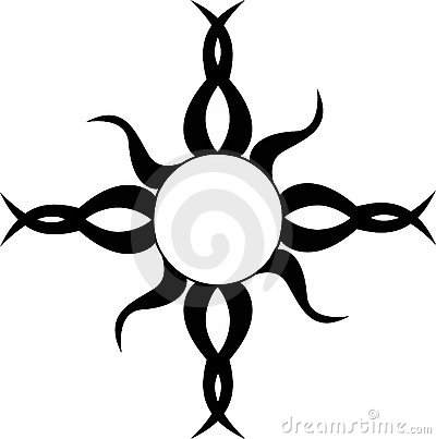 Elegant Tribal Sun Tattoo Design