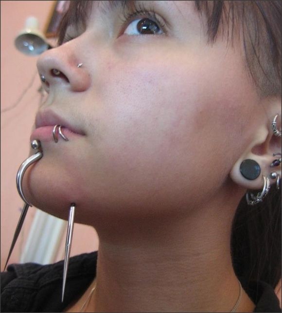 Extreme Chin Piercing For Girls
