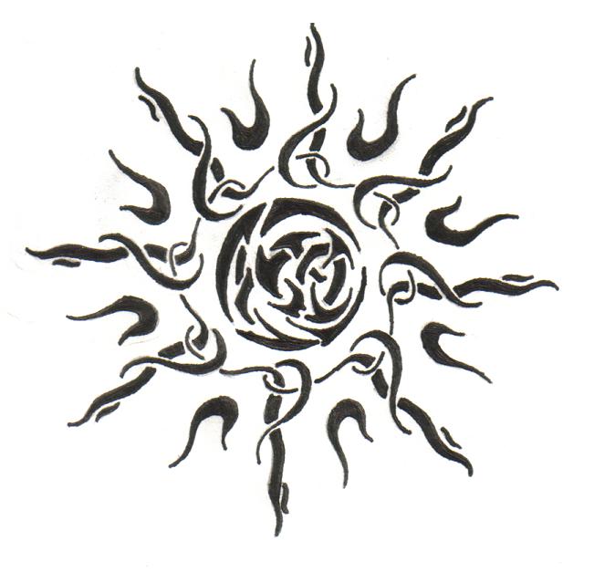Extremely Cool Tribal Sun Tattoo Design