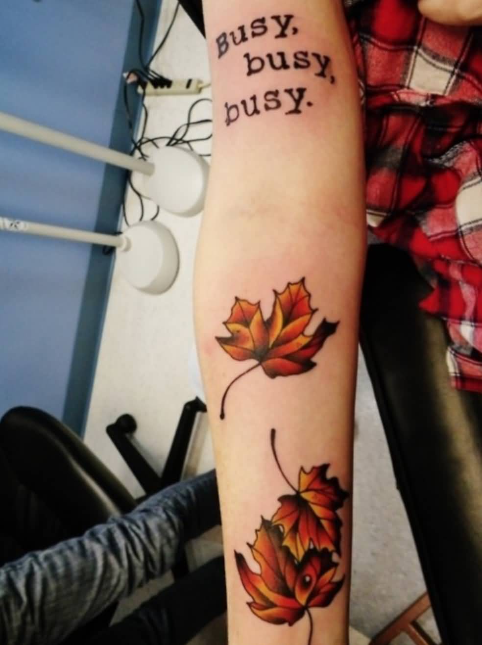 Falling Leaves Fall Tattoo On Forearm