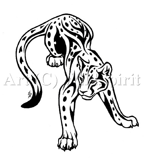 Fantastic Tribal Leopard Tattoo Stencil