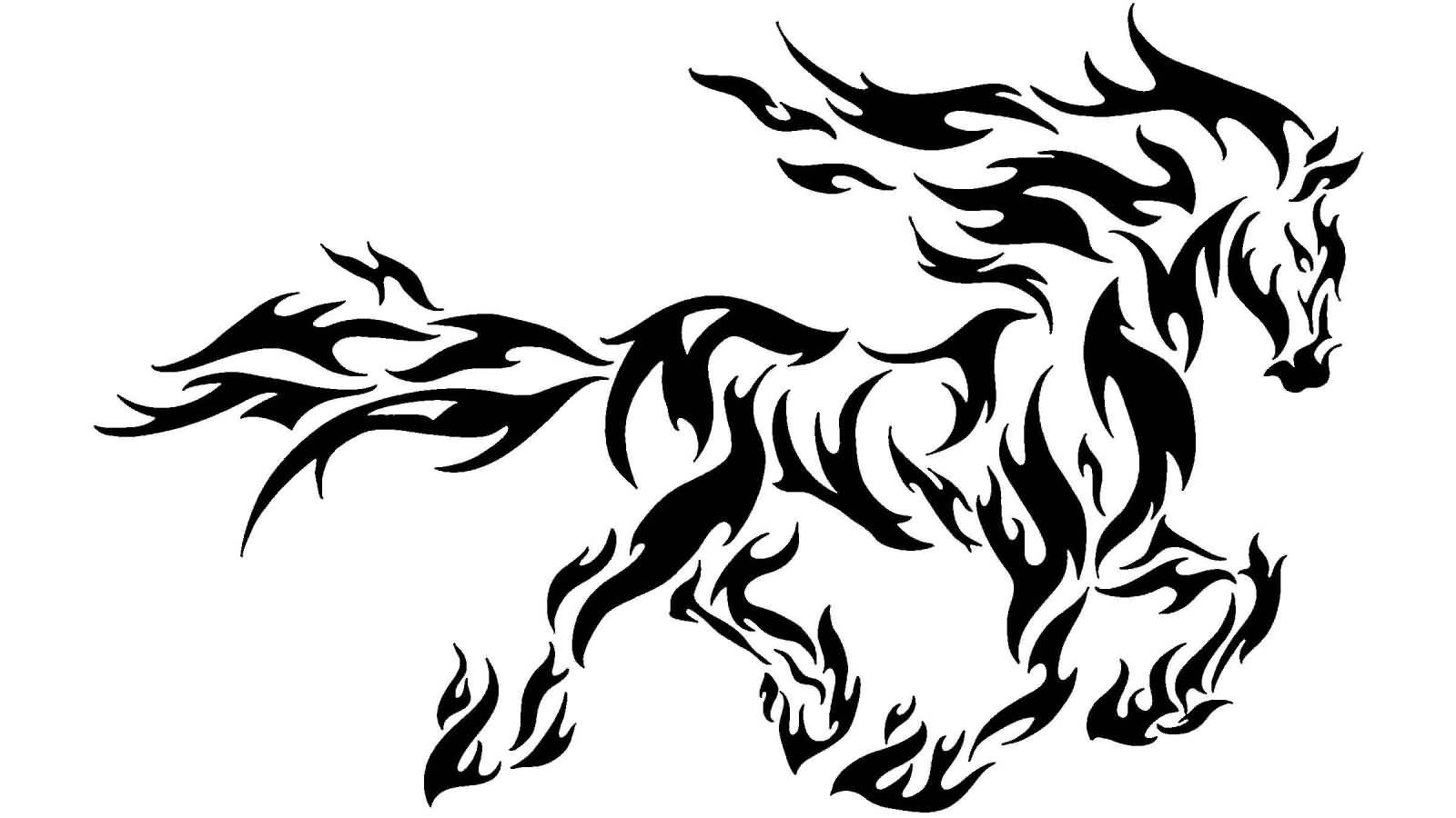 Flames Horse Tribal Tattoo Design
