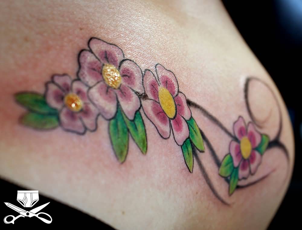 Floral Clavicle Tattoo Design