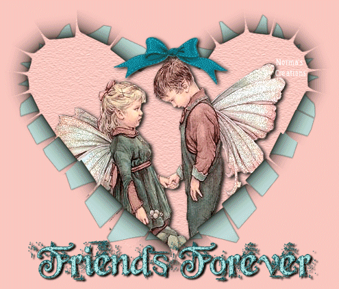 Friends Forever Boy And Girl With Butterfly Wings In Heart Glitter