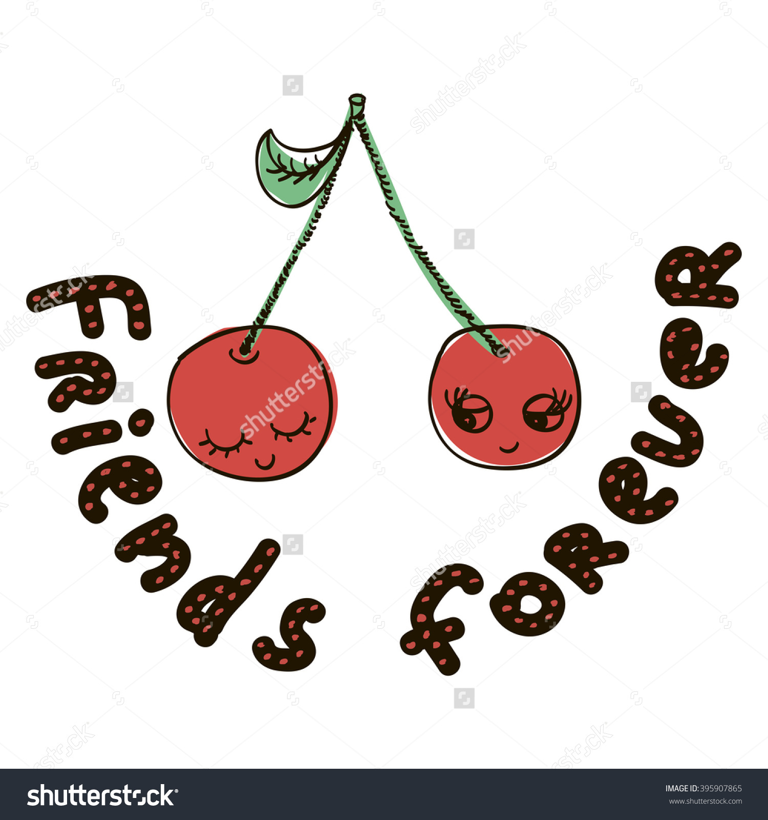 Friends Forever Cherries Illustration