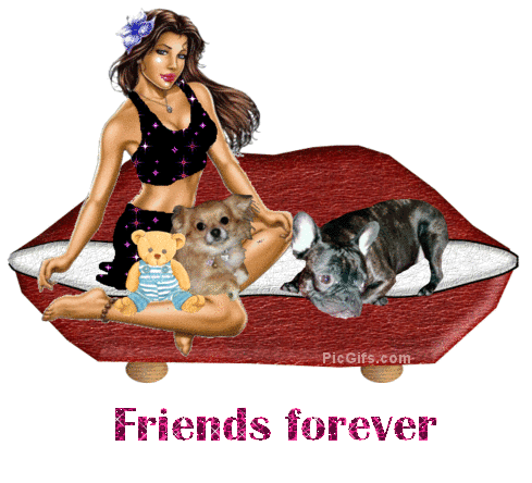 Friends Forever Hot Girl With Dogs And Teddy Glitter Picture
