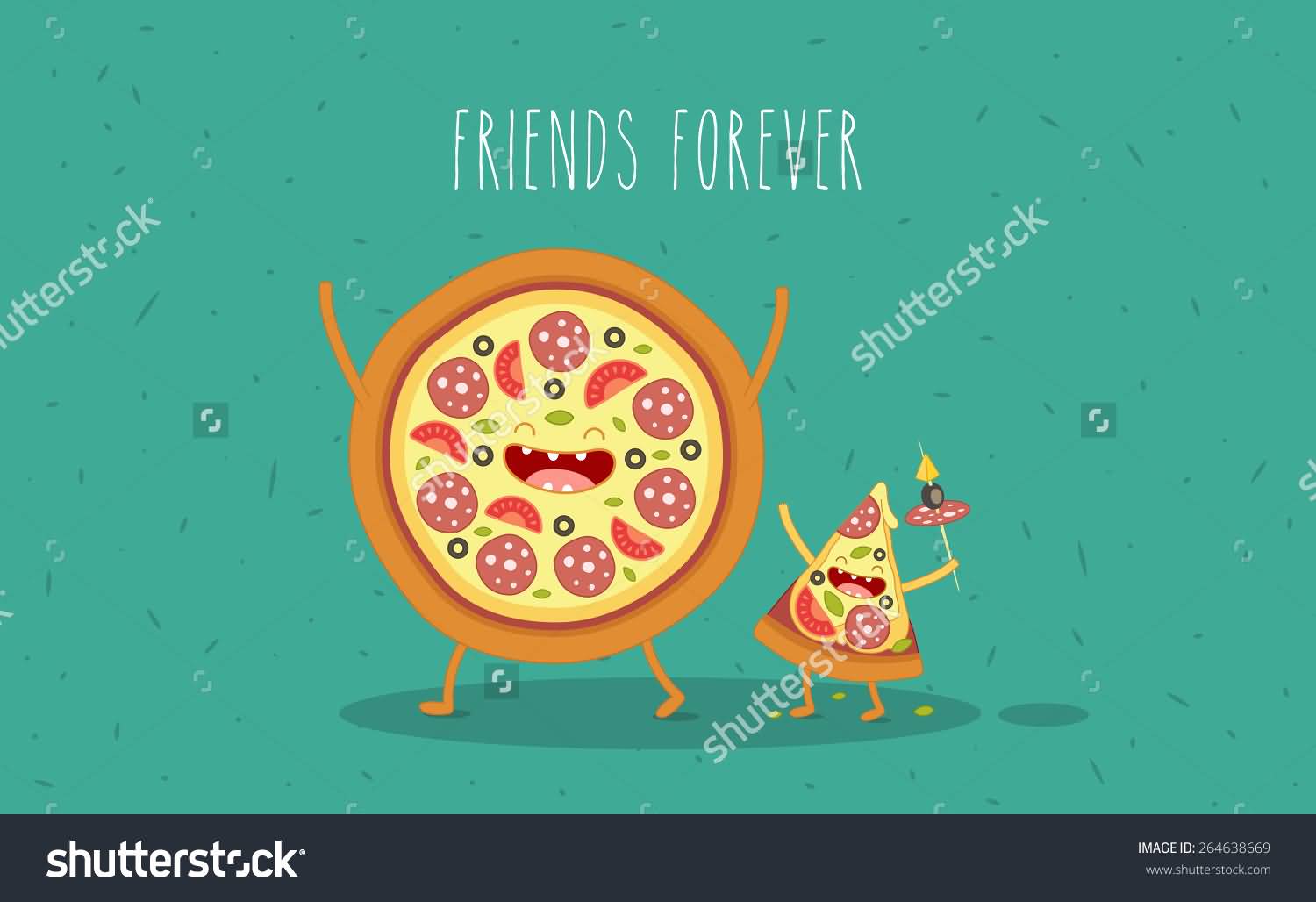 Friends Forever Pizza Slices Illustration'