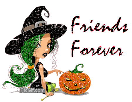 Friends Forever Witch With Pumpkin Glitter