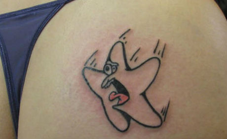 Funny Colorless Starfish Falling Tattoo