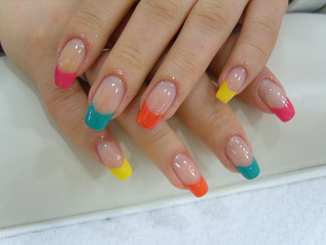 Glossy Multicolor French Tip Nail Art