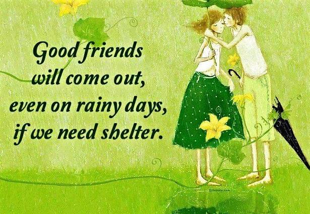 Good Friends Will Come Out, Even On Rainy Days, If We Need Shelter
