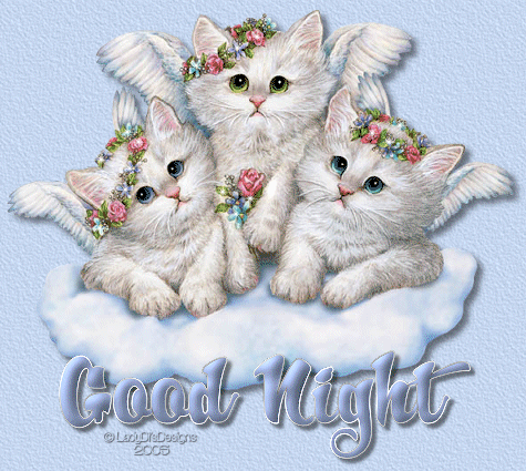 Good Night Kitten Angels Animated Picture