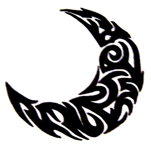 Gorgeous Tribal Half Moon Tattoo Design By Mikadosgirl