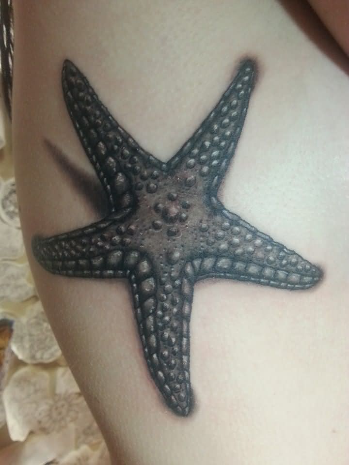 Grey Ink 3D Starfish Tattoo