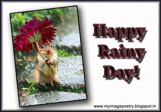 Happy Rainy Day Squirrel With Flower Ecard