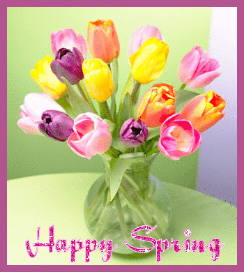 Happy Spring Colorful Tulip Flowers Glitter