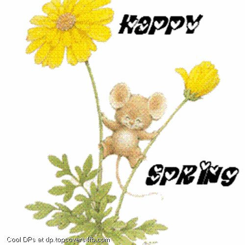 Happy Spring Little Mouse In Flowers Picture