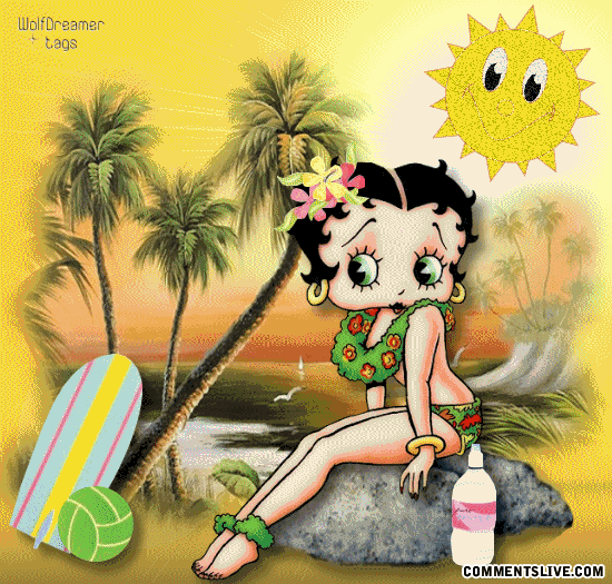 Hawaiian Betty Boop With Smiling Sun Glitter
