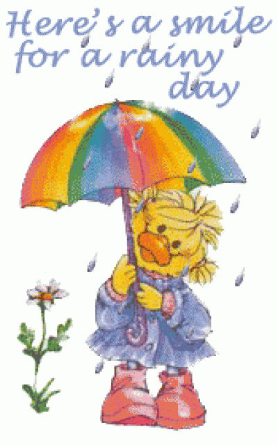 Here's A Smile For A Rainy Day Bird With Umbrella Cartoon Picture