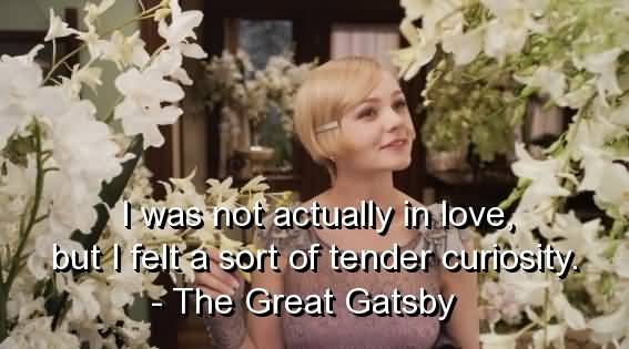 I wasn't actually in love, but I felt a sort of tender curiosity - The Great ... Gatsby