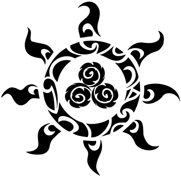 Impressive Maori Style Tribal Sun Tattoo Design
