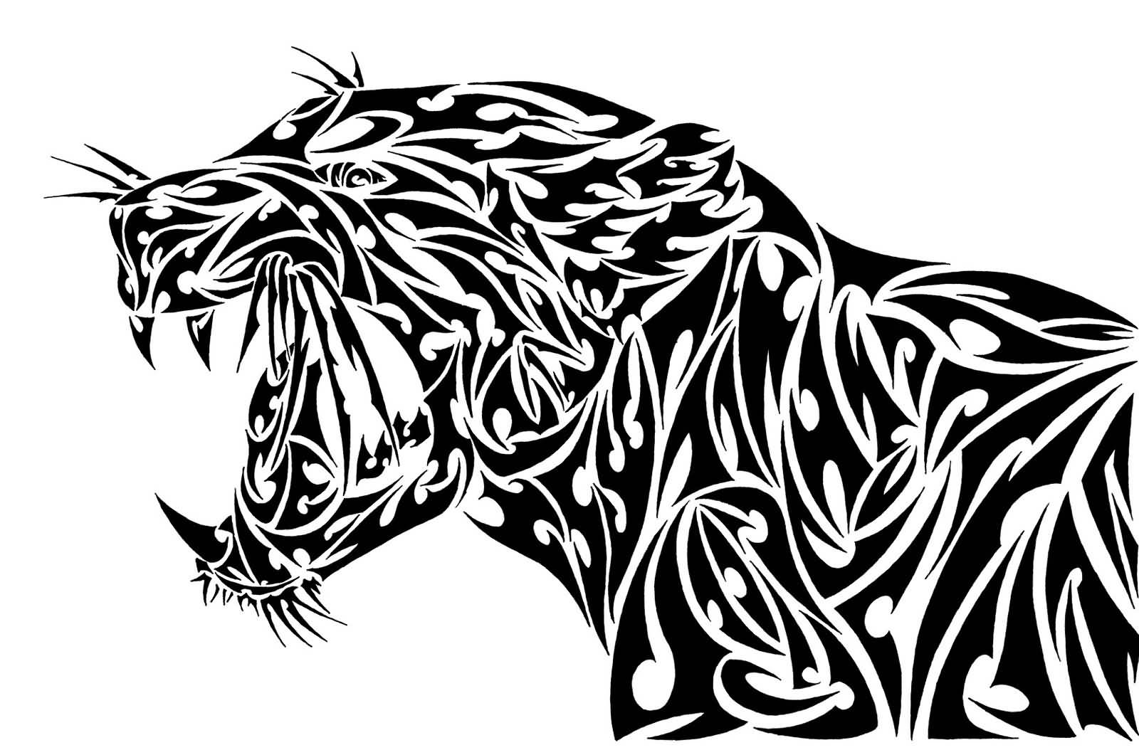 Incredible Roaring Tribal Jaguar Tattoo Design