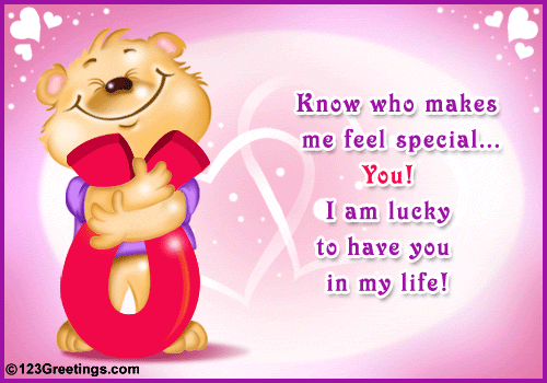 Know Who Makes Me Feel Special You I Am Lucky To Have You In My Life Animated Bear  Image