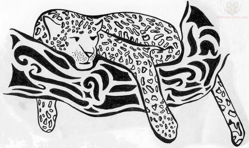 Lazy Tribal Jaguar Tattoo Design