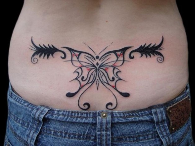 Lovely Tribal Butterfly Tattoo For Women