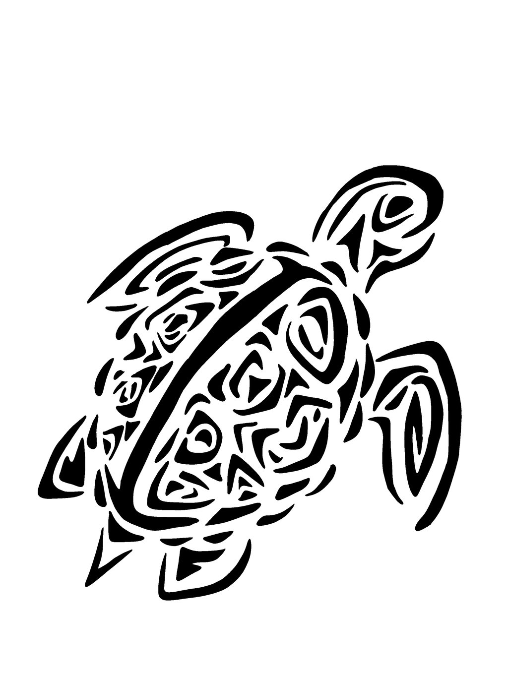 Marvelous Tribal Turtle Tattoo Stencil