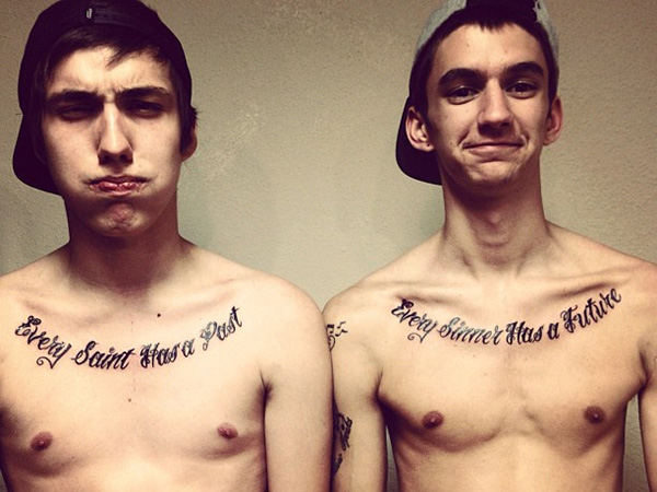 Matching Clavicle Tattoos For Men