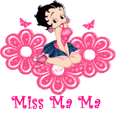 Miss Ma Ma Betty Boop Sitting On Pink Flowers Picture