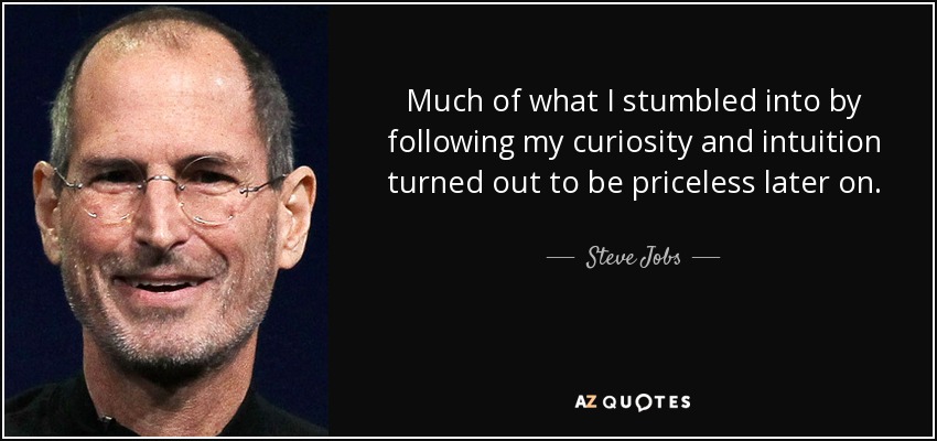 Much of what I stumbled into by following my curiosity and intuition turned out to be priceless later on.