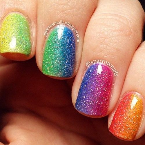 Multicolor Glitter Gel Nail Art Design Idea
