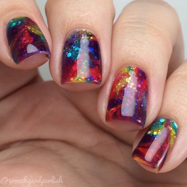 Multicolor Glitter Gel Nail Art