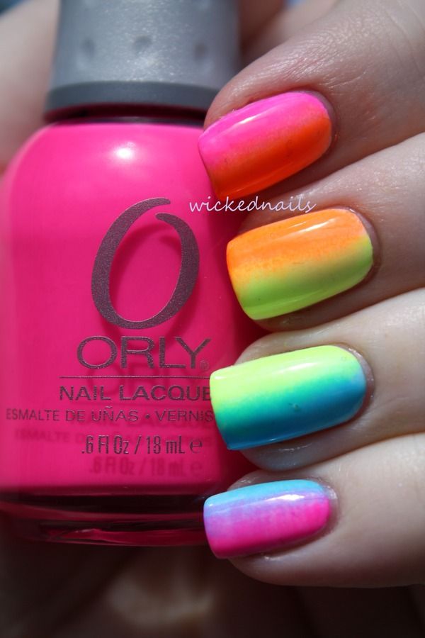 Multicolor Gradient Nail Art Design Idea