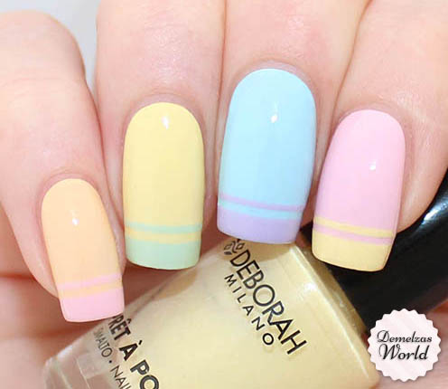 Multicolor Nails With Double French Tip Nail Art