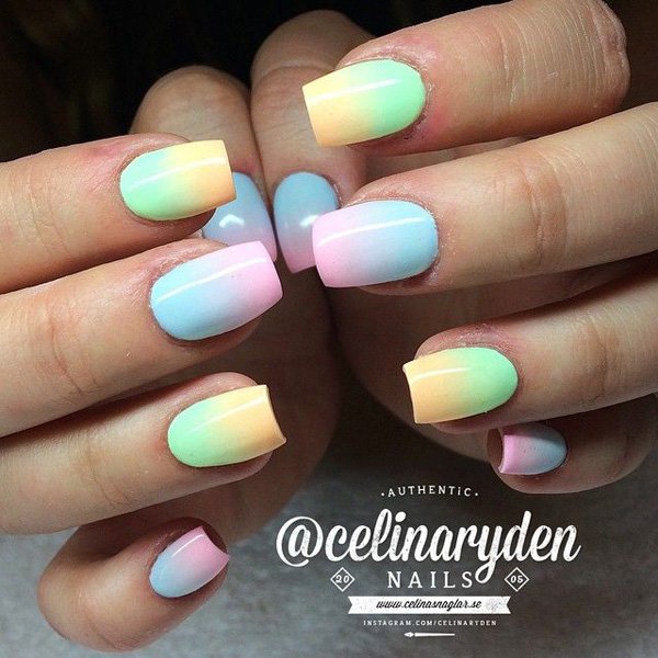 Multicolor Ombre Nail Art Design Idea