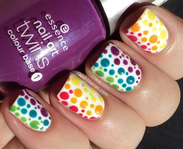Multicolor Polka Dots Design Nail Art