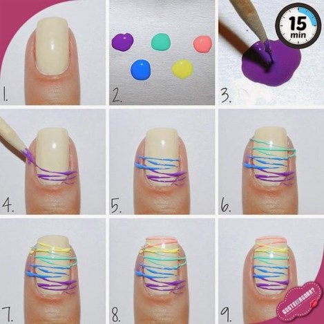Multicolor Stripes Nail Art Design Idea