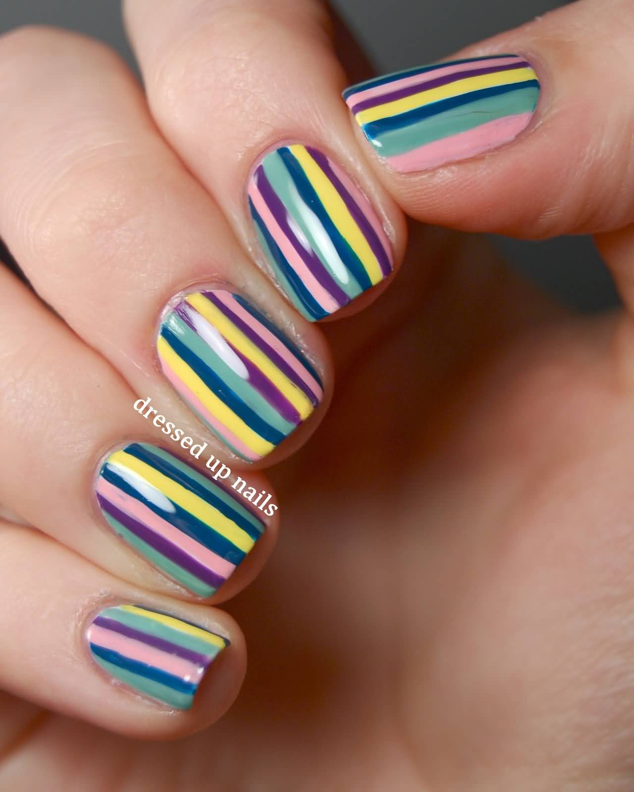 Multicolor Stripes Nail Art