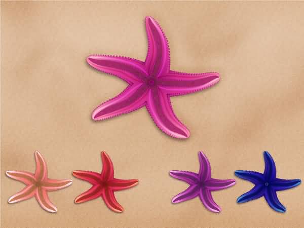 New Different Color Starfish Tattoos