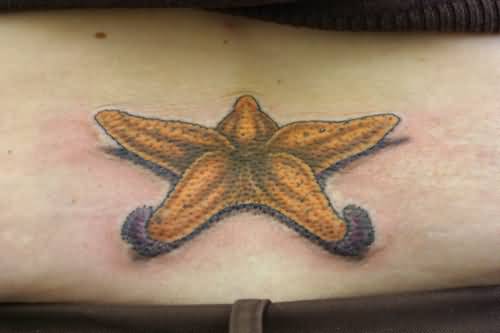 Nice 3D Starfish Tattoo On Waist