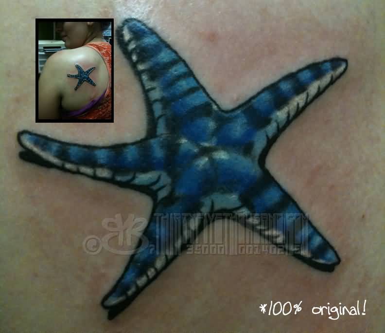 Nice Blue Starfish Tattoo