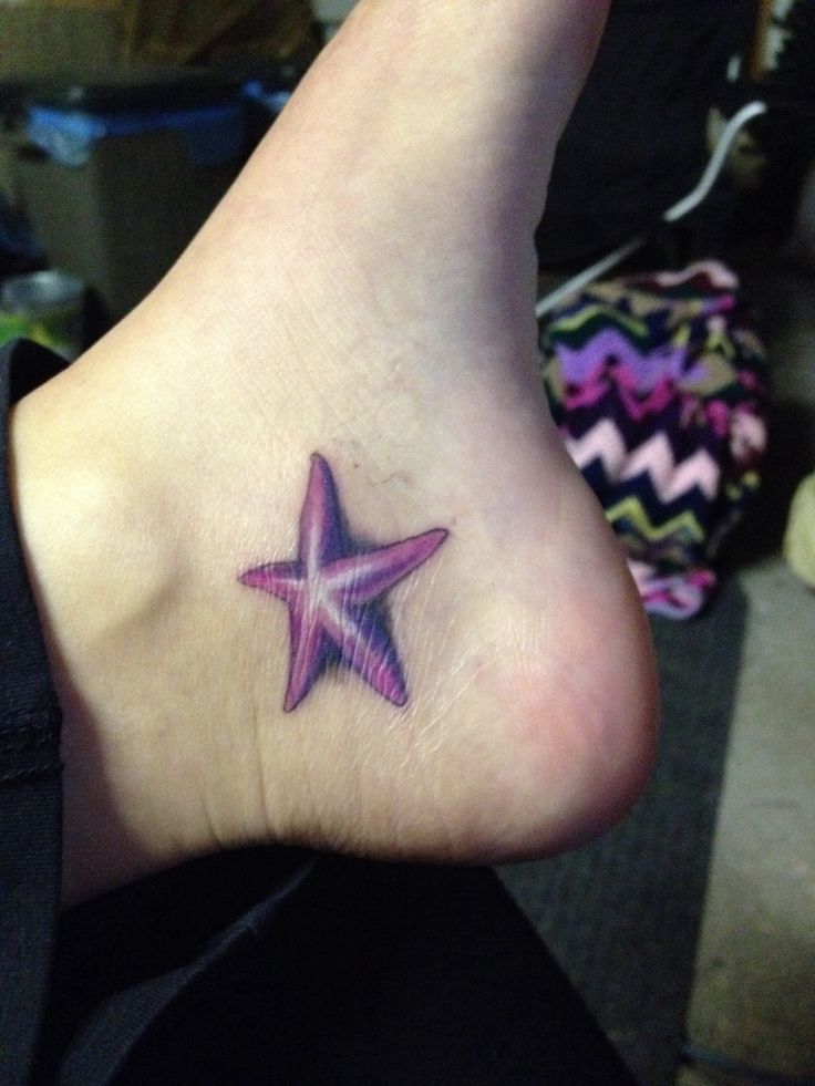 Nice Purple Color Tattoo On Foot